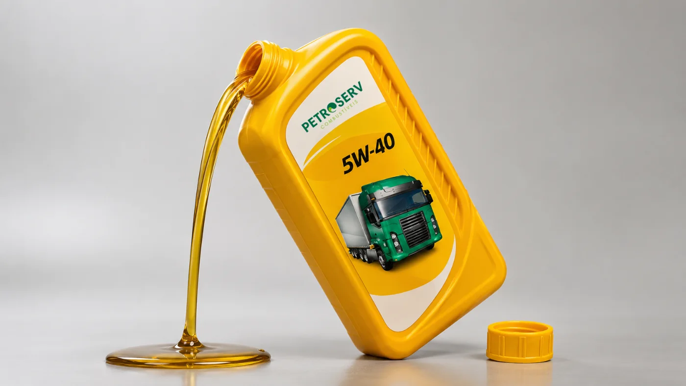 Óleo lubrificante Petroserv 5W-40 sendo servido